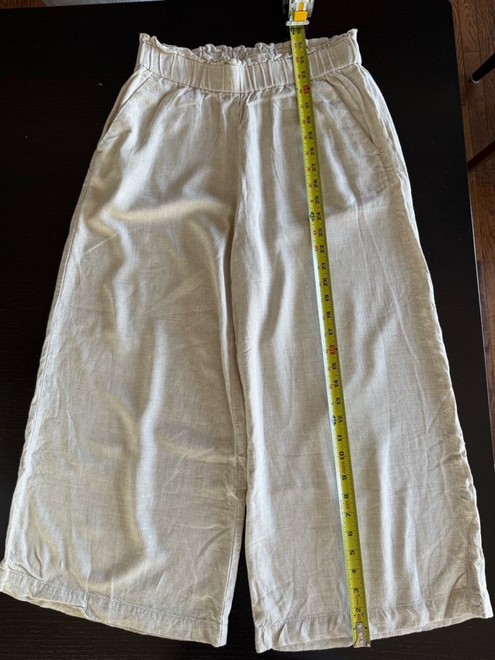 LOFT Beige/Oatmeal Elastic-Waist Linen Blend Pants - Picture 4 of 7